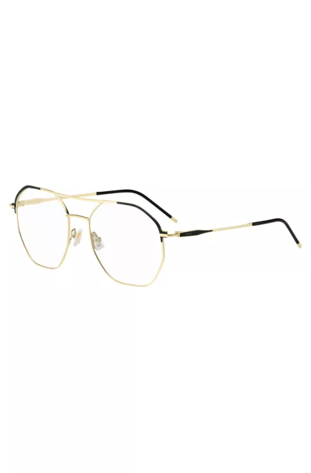 Monture optique à double pont en noir et doré