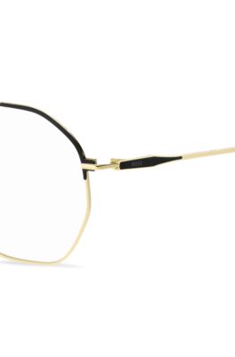 Double-bridge optical frames with black and gold tones, Gold
