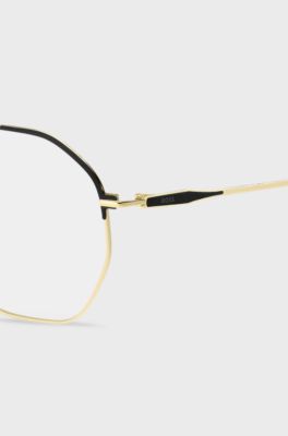 Double-bridge optical frames with black and gold tones, Gold