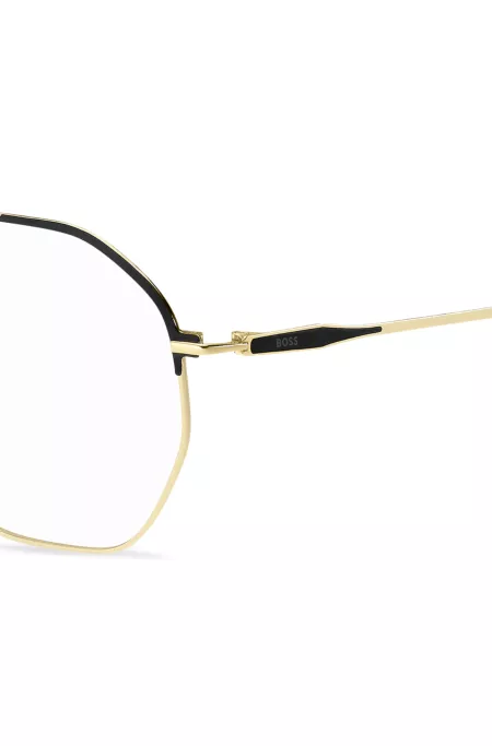 Monture optique à double pont en noir et doré