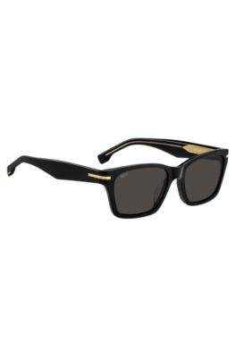 Black-acetate sunglasses with gold-tone hinges, Black
