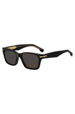 Black-acetate sunglasses with gold-tone hinges, Black