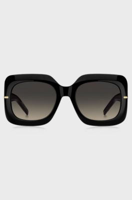 Black-acetate sunglasses with monogram temples, Black