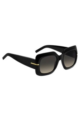 Black-acetate sunglasses with monogram temples, Black