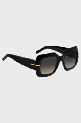 Lunettes de soleil en ac&eacute;tate noir avec branches &agrave; monogramme, Noir