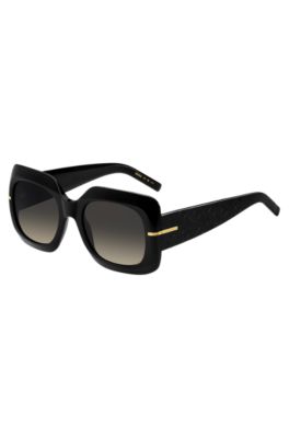 Black-acetate sunglasses with monogram temples, Black