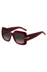 Lunettes de soleil en ac&eacute;tate bordeaux avec charni&egrave;res dor&eacute;es, Rouge