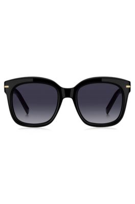 Black-acetate sunglasses with gold-tone hinges, Black