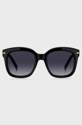 Black-acetate sunglasses with gold-tone hinges, Black