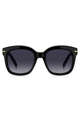 Black-acetate sunglasses with gold-tone hinges