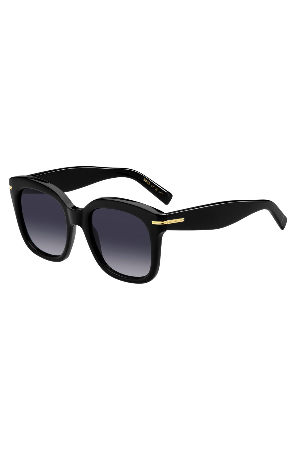 Black-acetate sunglasses with gold-tone hinges