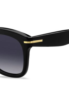 Black-acetate sunglasses with gold-tone hinges, Black