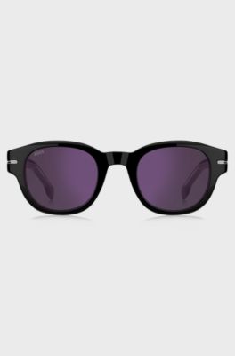 Solbriller i sort acetat med violette glas, Sort