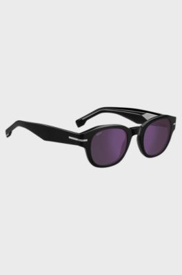 Black-acetate sunglasses with violet lenses, Black