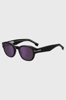 Solbriller i sort acetat med violette glas, Sort