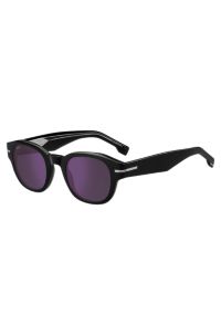 Zonnebril van zwart acetaat met violetkleurige glazen, Zwart
