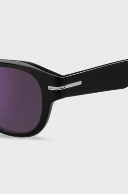 Black-acetate sunglasses with violet lenses, Black