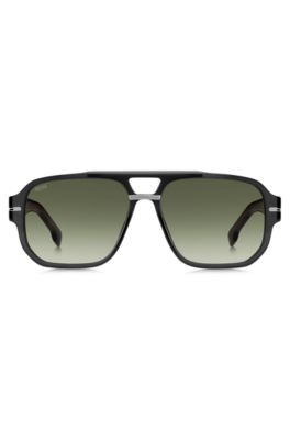 Grey-acetate sunglasses with patterned accents, Black