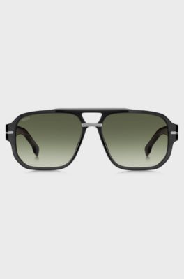 Grey-acetate sunglasses with patterned accents, Black