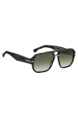 Grey-acetate sunglasses with patterned accents, Black