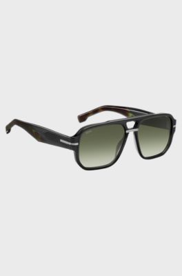 Grey-acetate sunglasses with patterned accents, Black
