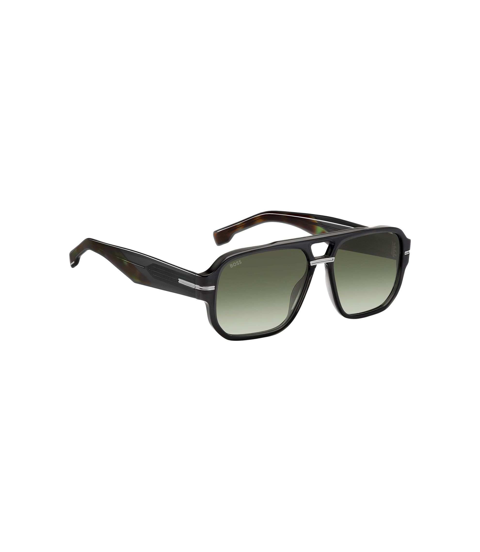 BOSS - Grey-acetate sunglasses with patterned accents - Black display picture 1
