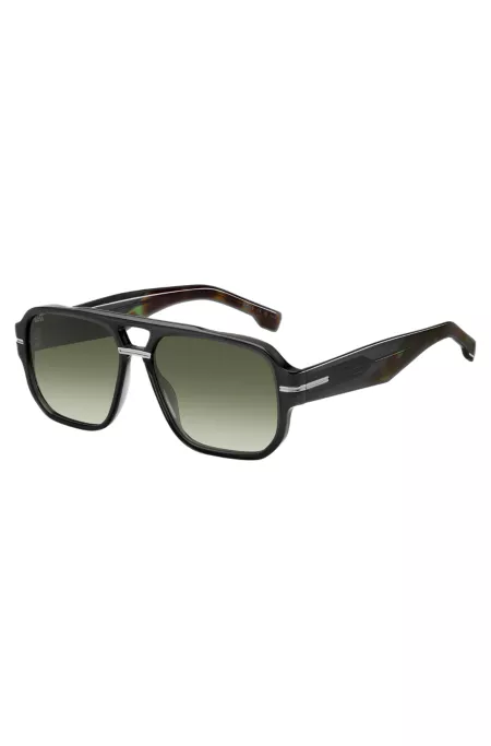 Grey-acetate sunglasses with patterned accents