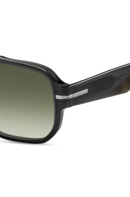 Grey-acetate sunglasses with patterned accents, Black