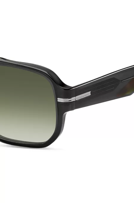 Grey-acetate sunglasses with patterned accents