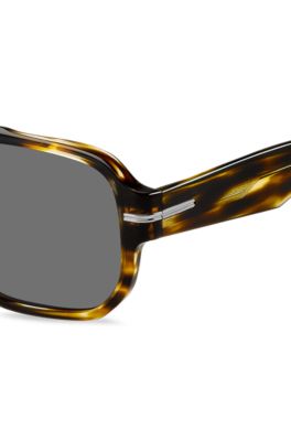 Patterned-acetate sunglasses with silver-tone details, Brown