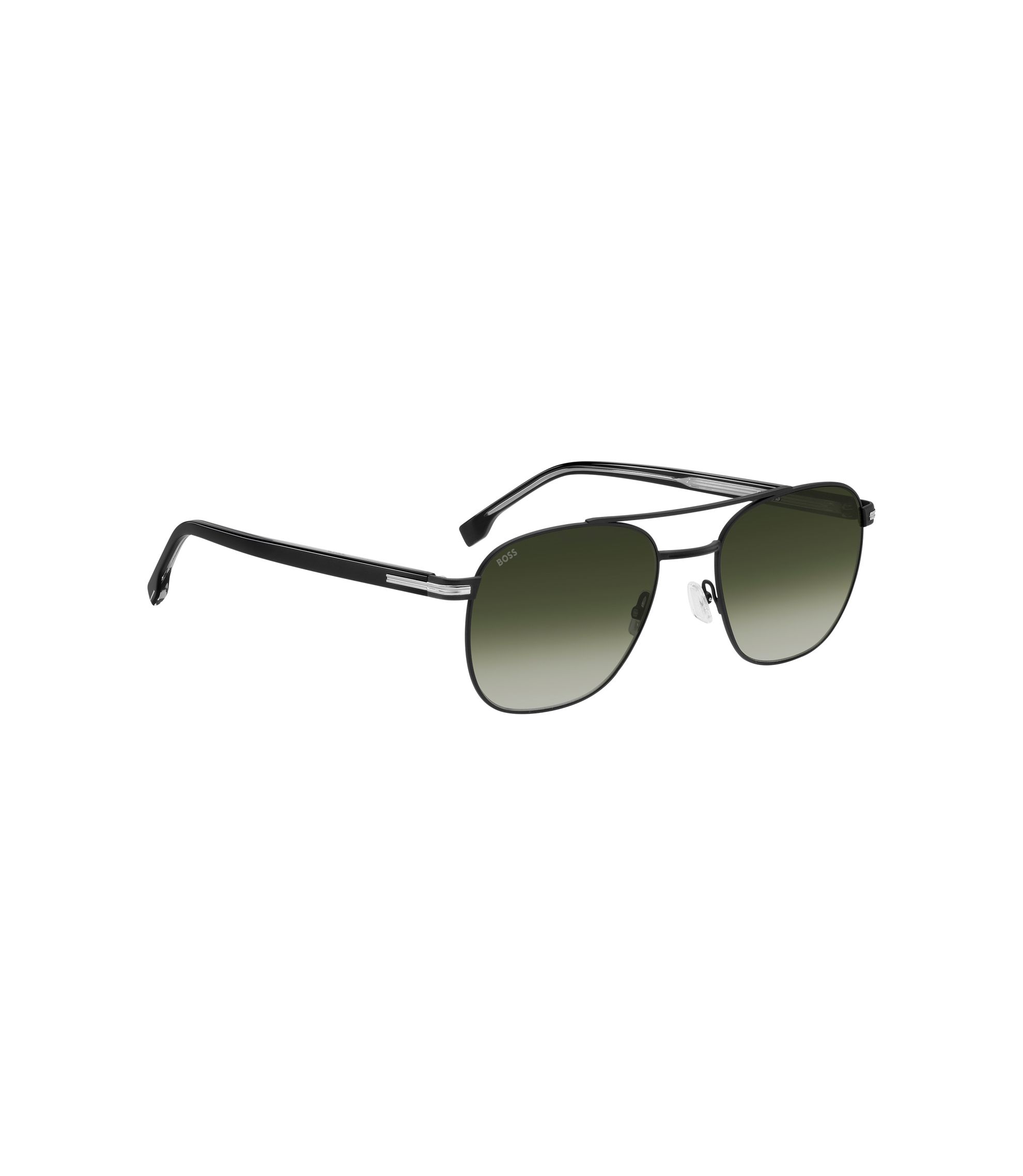 BOSS - Double-bridge sunglasses in black steel - Black