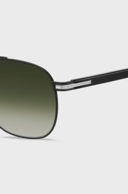 Double-bridge sunglasses in black steel, Black