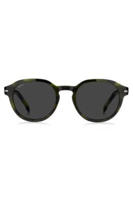 Green-horn sunglasses with silver-tone hinges, Green