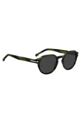 Green-horn sunglasses with silver-tone hinges, Green