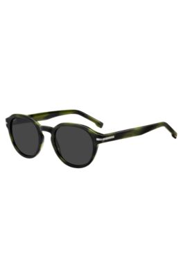 Green-horn sunglasses with silver-tone hinges, Green