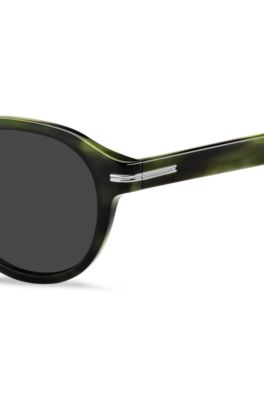 Green-horn sunglasses with silver-tone hinges, Green