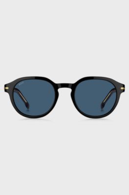 Black-acetate sunglasses with gold-tone hinges, Black