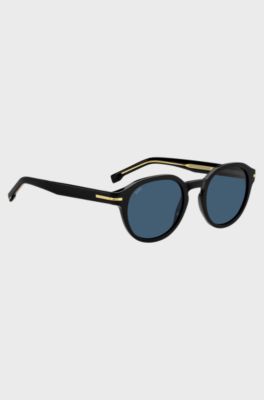 Black-acetate sunglasses with gold-tone hinges, Black