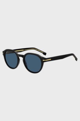 Black-acetate sunglasses with gold-tone hinges, Black