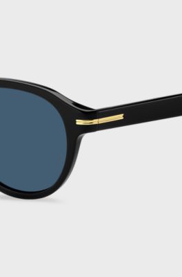 Black-acetate sunglasses with gold-tone hinges, Black