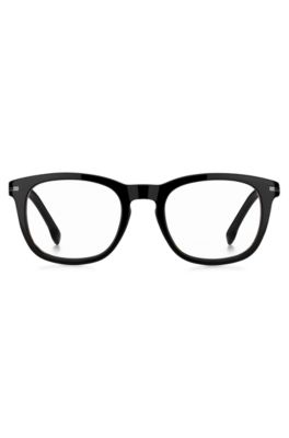 Patterned-acetate optical frames with clip-on shaded lenses, Black