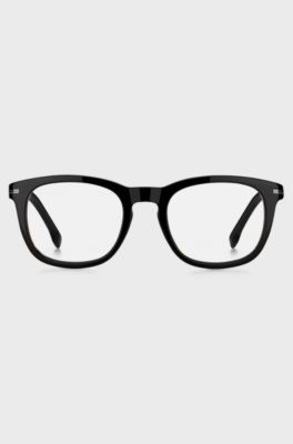 Patterned-acetate optical frames with clip-on shaded lenses, Black