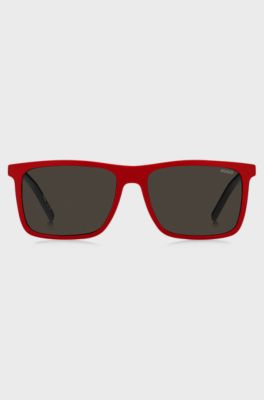 Black optical frames with clip-on shaded lenses, Black