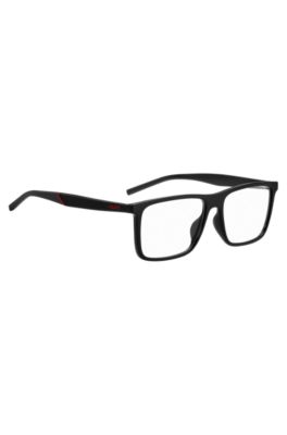 Black optical frames with clip-on shaded lenses, Black