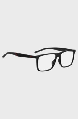 Black optical frames with clip-on shaded lenses, Black