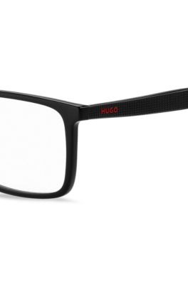 Black optical frames with clip-on shaded lenses, Black