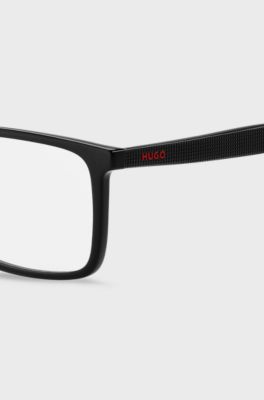 Black optical frames with clip-on shaded lenses, Black