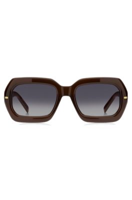 Brown-acetate sunglasses with patterned temples, Patterned
