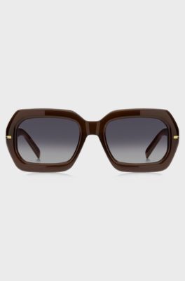 Brown-acetate sunglasses with patterned temples, Patterned