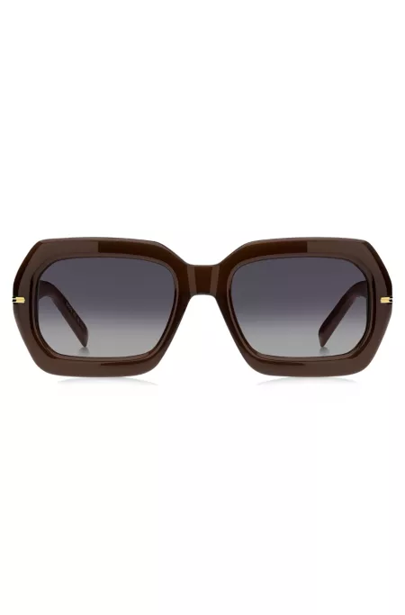 Brown-acetate sunglasses with patterned temples